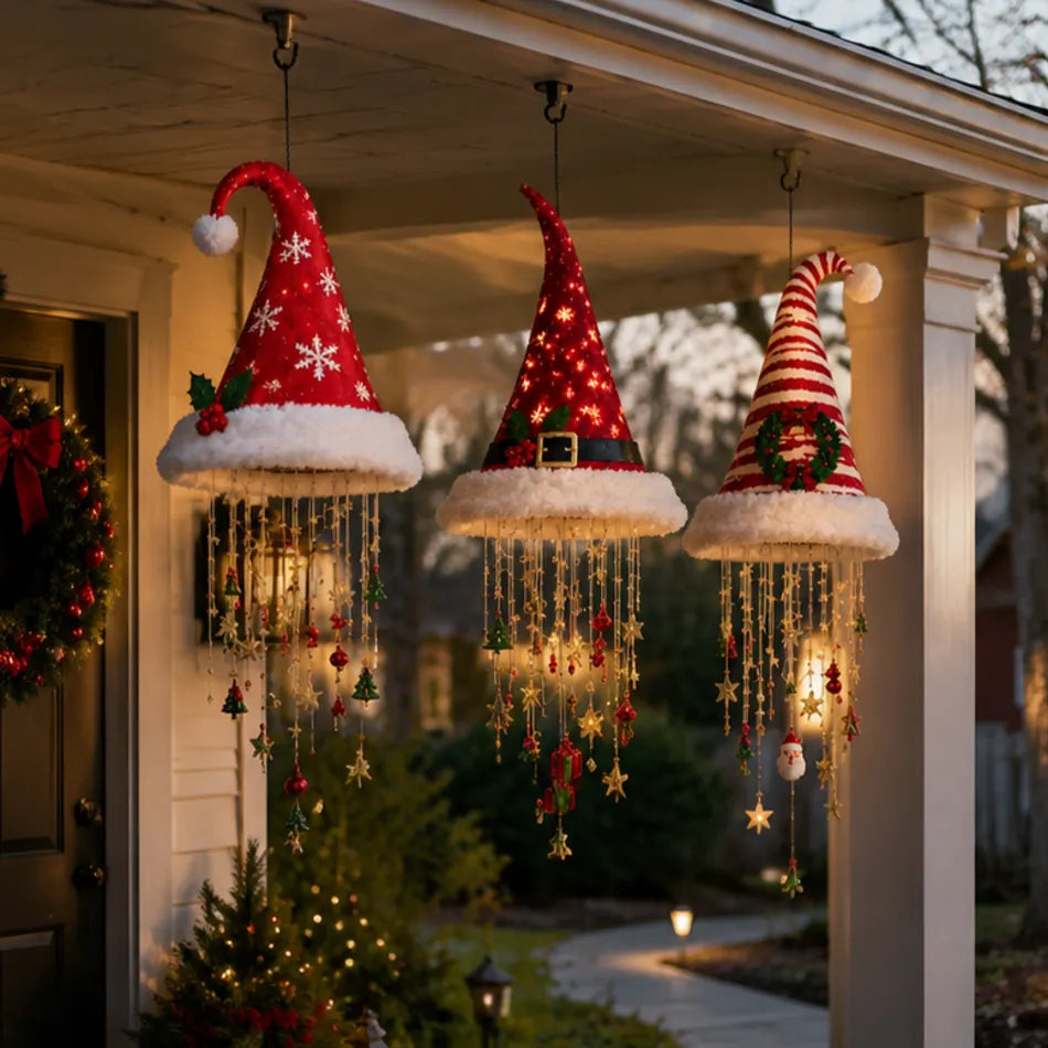 π
Lighted Santa Hat Hanging Chandelier π | 3 Styles Warm LED Christmas String Light | Indoor Outdoor Porch Holiday Decor Gift