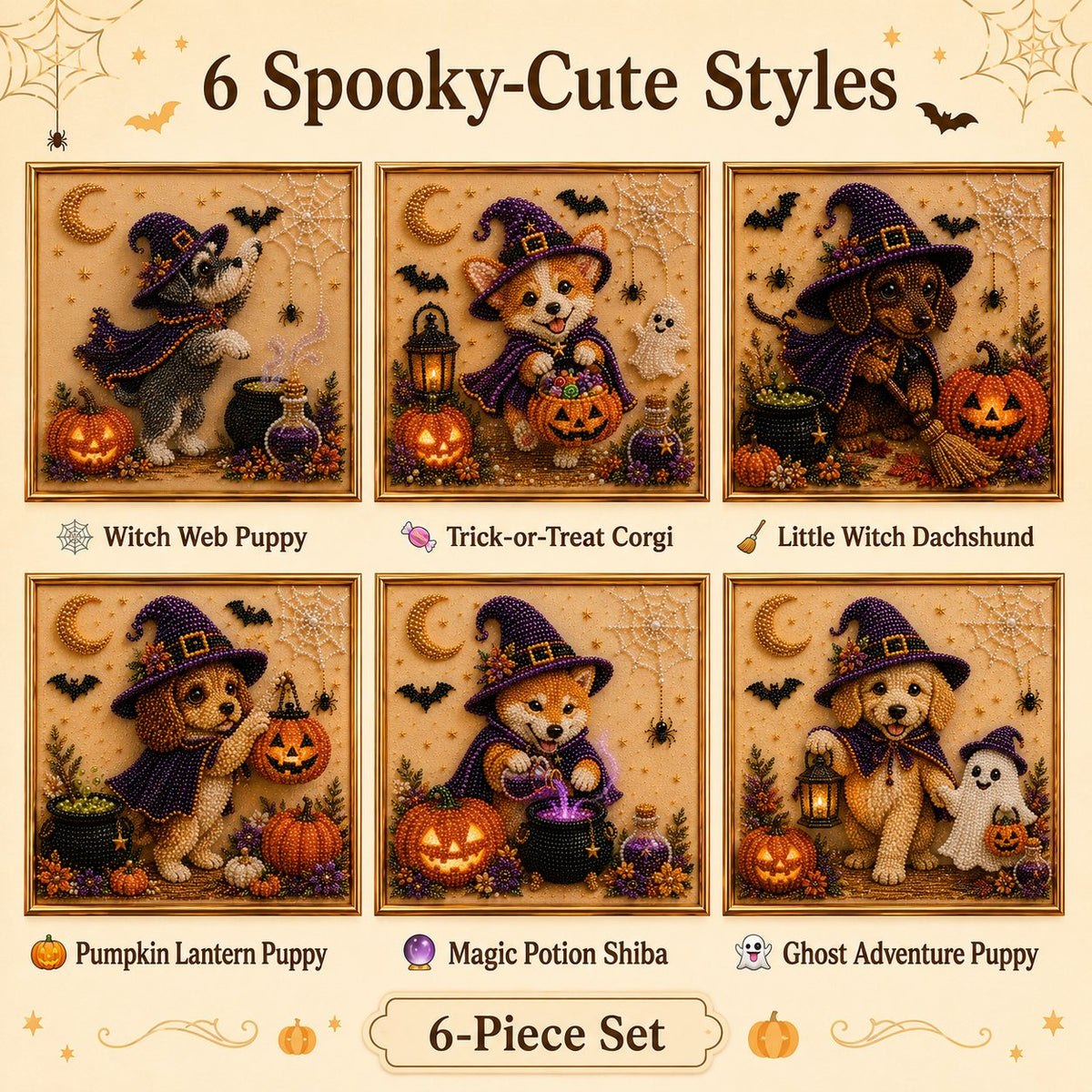 🧘Relaxing & Beginner-Friendly -💎DIY Halloween Puppy Pearl Painting Kit🐶