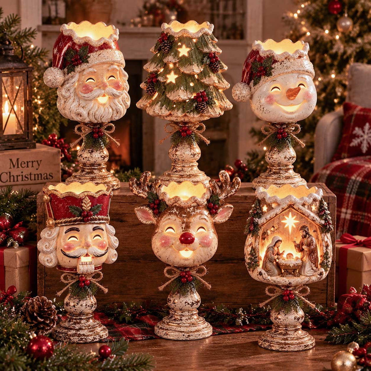 ๐ Christmas Heirloom Glow Candle Holder Collection