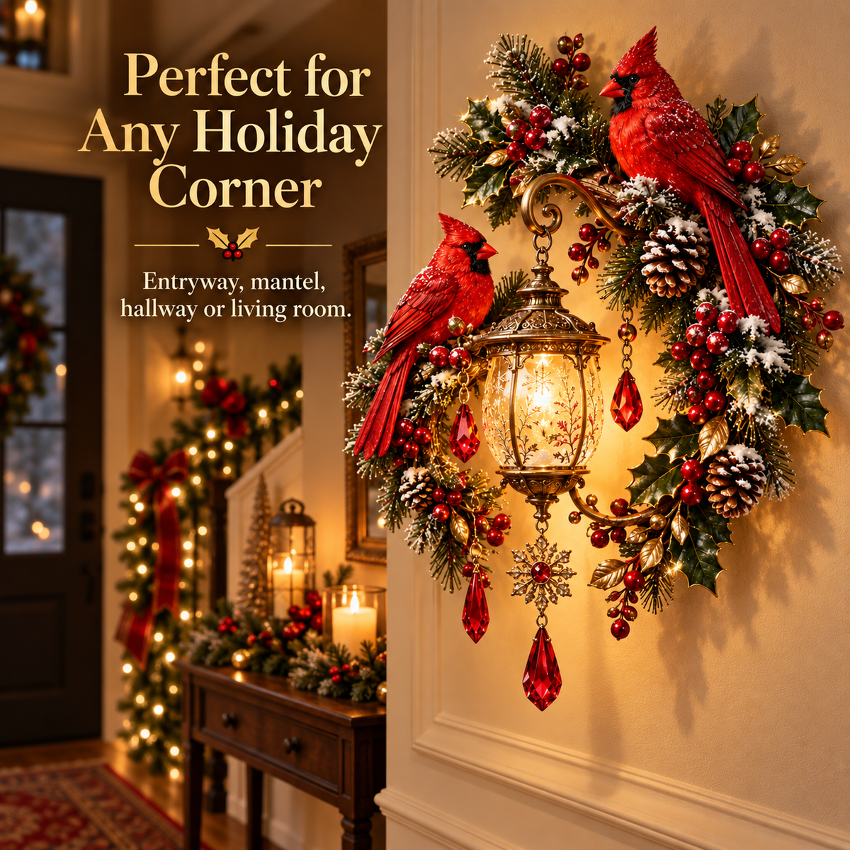 ❤️Cardinal Christmas Lantern Glow™ – Lighted Holiday Wall Decor