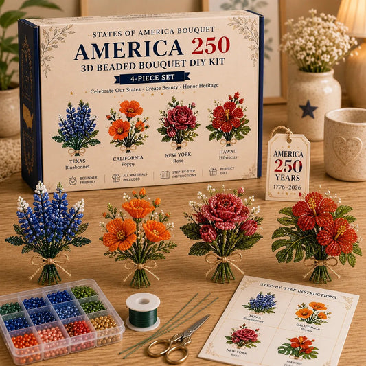 America 250 Beaded Bouquet DIY Kit β Limited Edition Patriotic Craft Collection