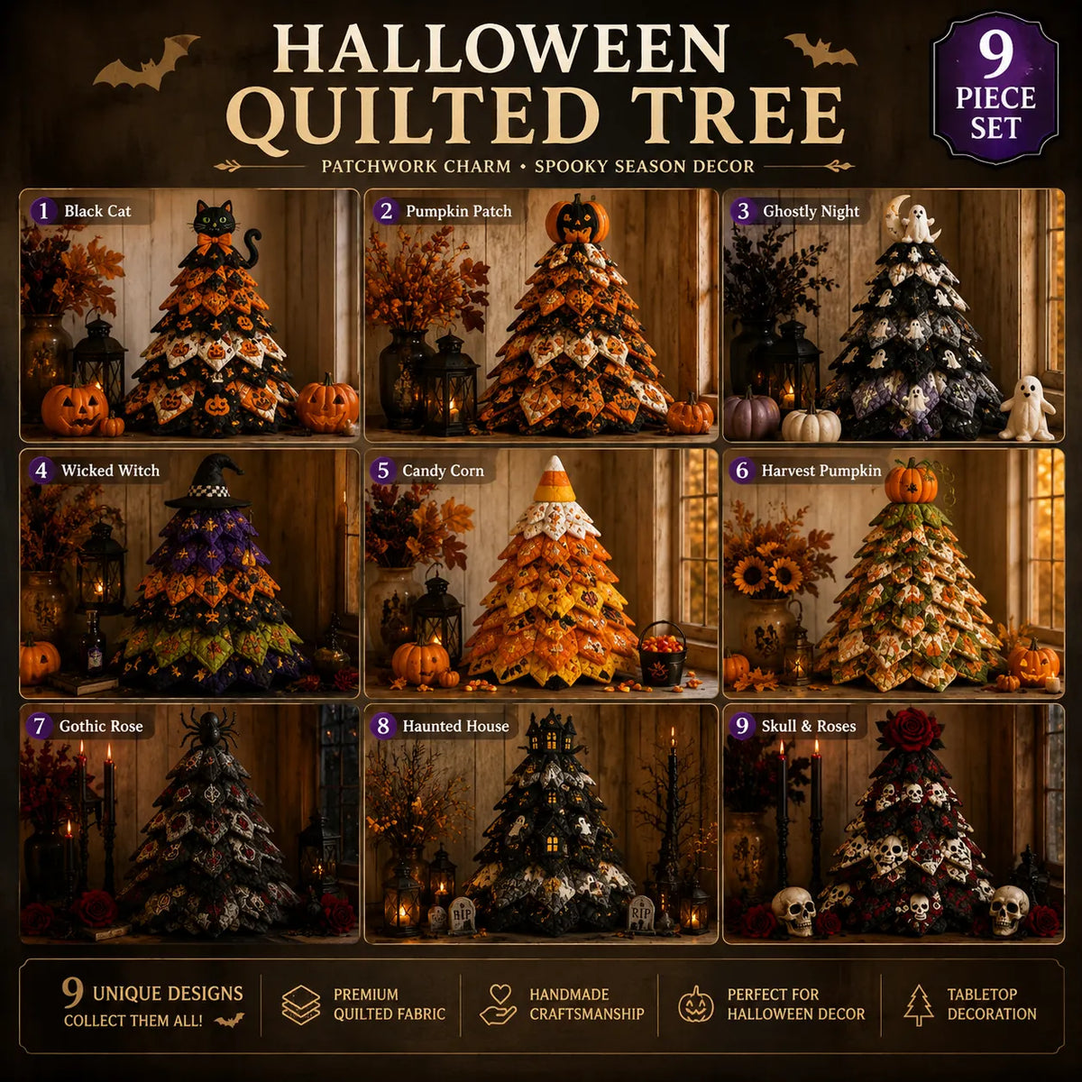 π DIY Halloween Quilted Fabric Tree Kit