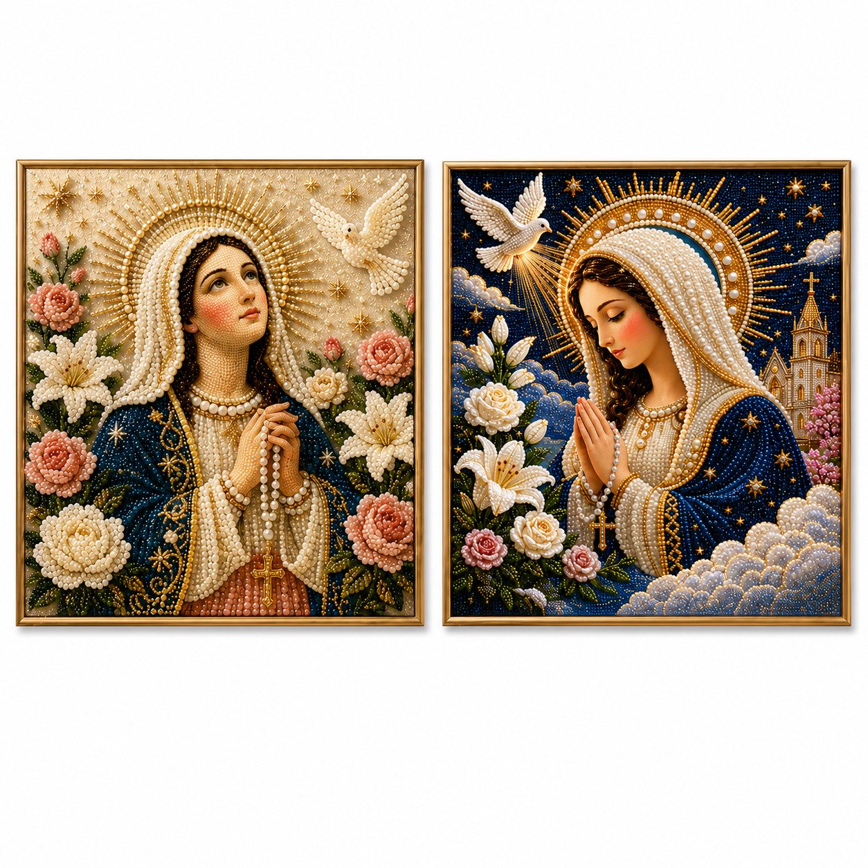 New Arrivals 49% OFF-2026  Divine Pearl Bead Virgin Mary Icon – A Peaceful DIY Faith Art Gift