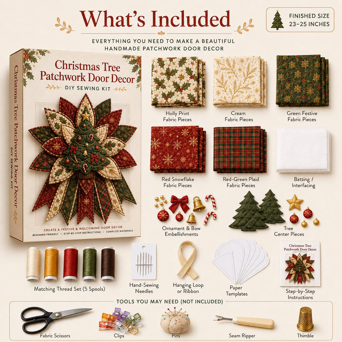 🎉 Holiday Celebration 50% OFF🎄Festive Quilted Christmas Door Hanging DIY Sewing Kit