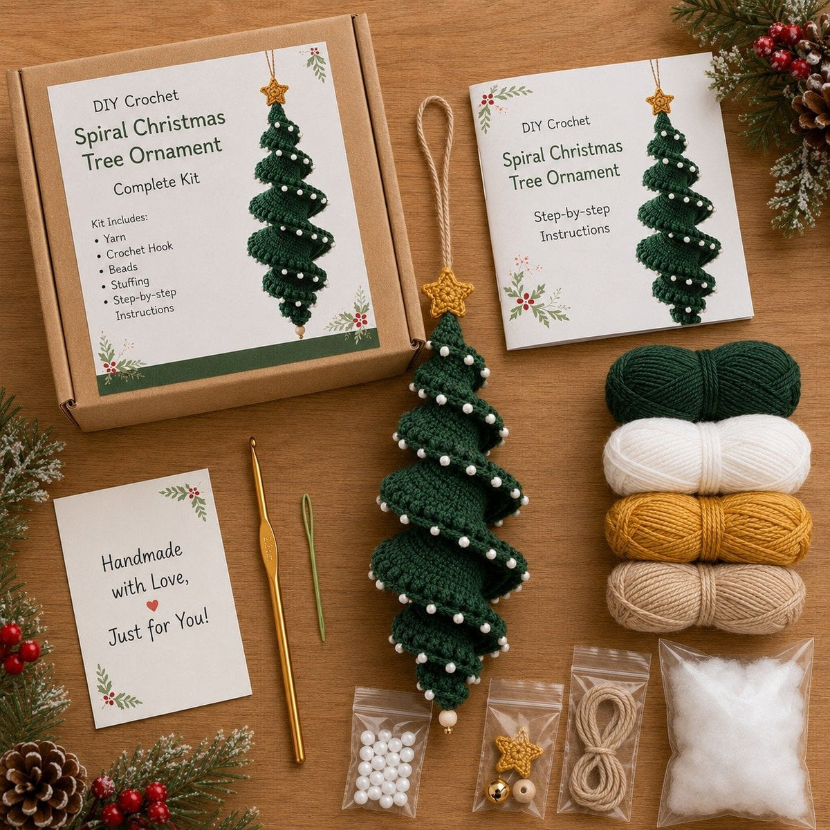 🎅🌲Crochet Snowman Spiral Oranment DIY Kit