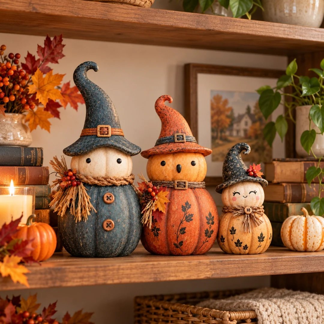 Vintage Pumpkin Witch Figurine Collection