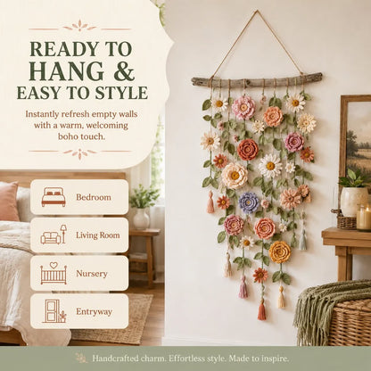 🌸HandMade Boho Crochet Flower Wall Hanging Decor(Create Your Flower Wall & Save)