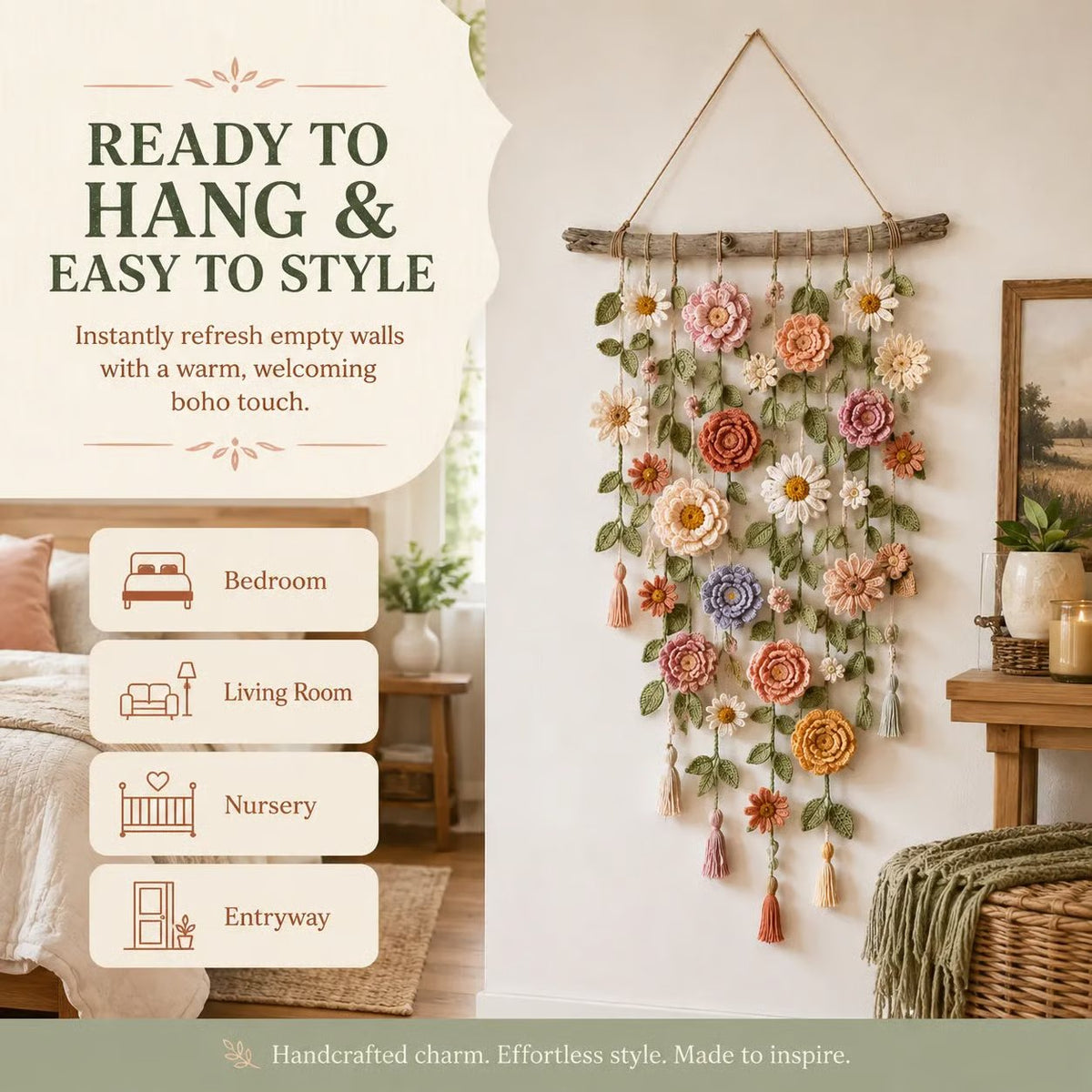🌸🧶 Ready to Turn Your Wall Into a Cozy Crochet Flower Garden?