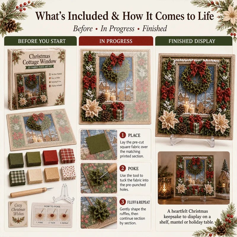 🎄🧵 Premium 3D Christmas Fabric Poke Art Kit