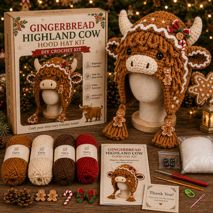 🐮🐲🎄Christmas Character Hood DIY Crochet Kit