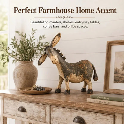 🐴 Rustic Donkey Figurine ✨ Distressed Vintage Resin Farmhouse Tabletop Decor