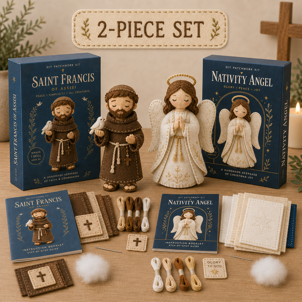 Faith-Filled DIY Patchwork Kit Bundle – 2-Piece Handmade Keepsake Set ✝️