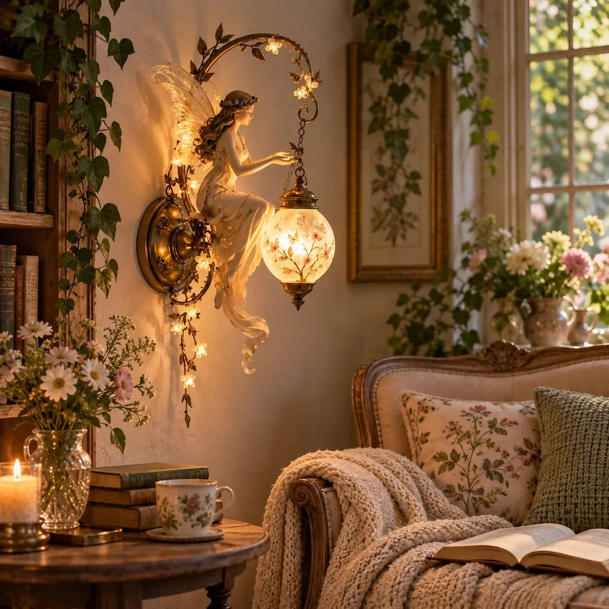Enchanted Fairy Blossom Lantern Wall Light