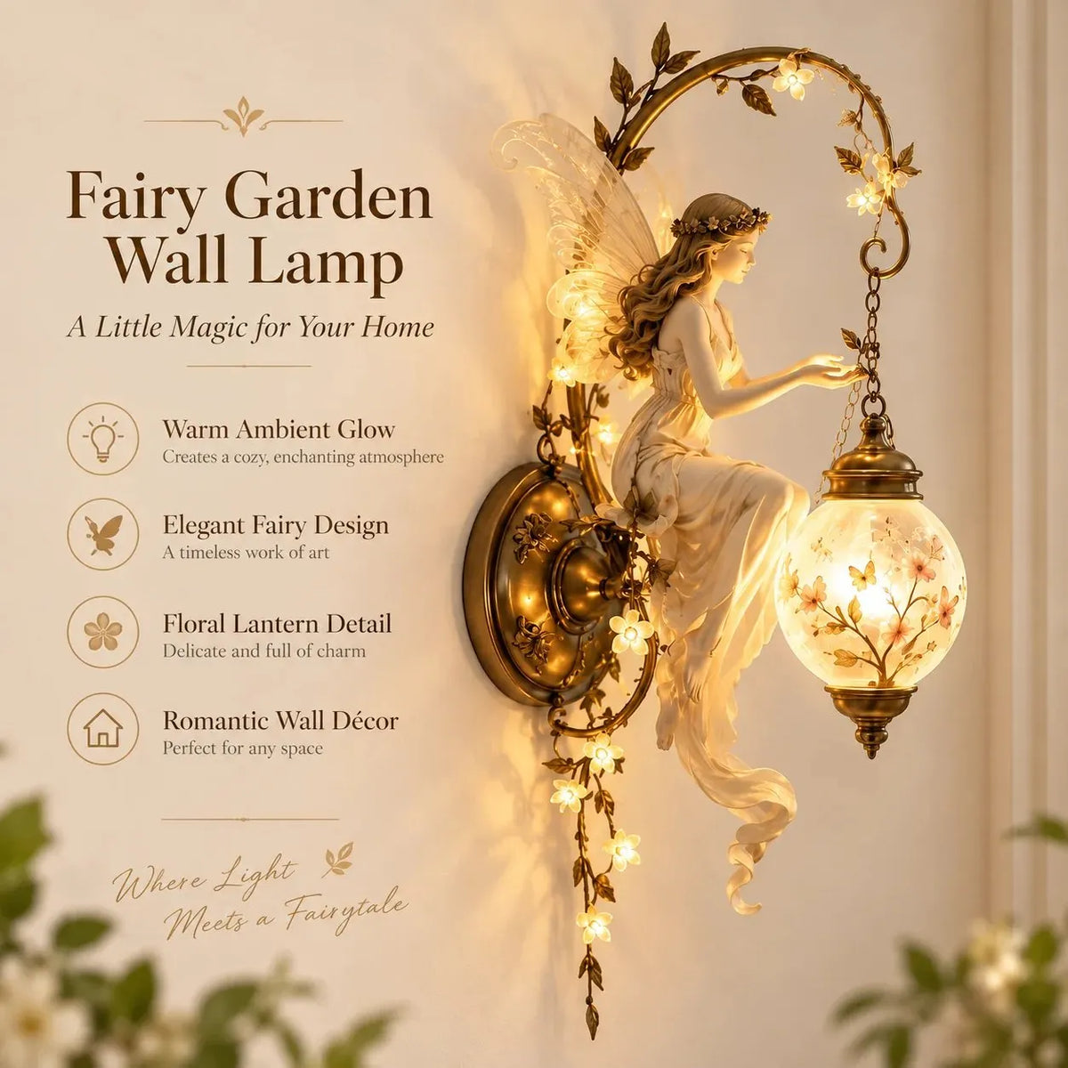 Enchanted Fairy Blossom Lantern Wall Light