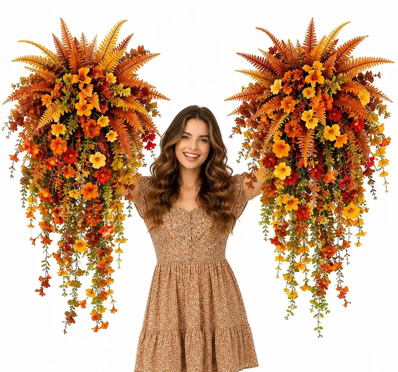 🍂ARTIFICIAL FALL HARVEST HANGING BASKET - AUTUMN PORCH & DOOR DECORATION