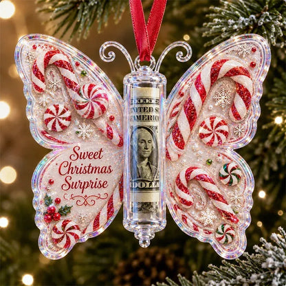 🦋💵 3D Embossed Butterfly Christmas Cash Gift Ornament – Holiday Money Holder Keepsake 🎄✨