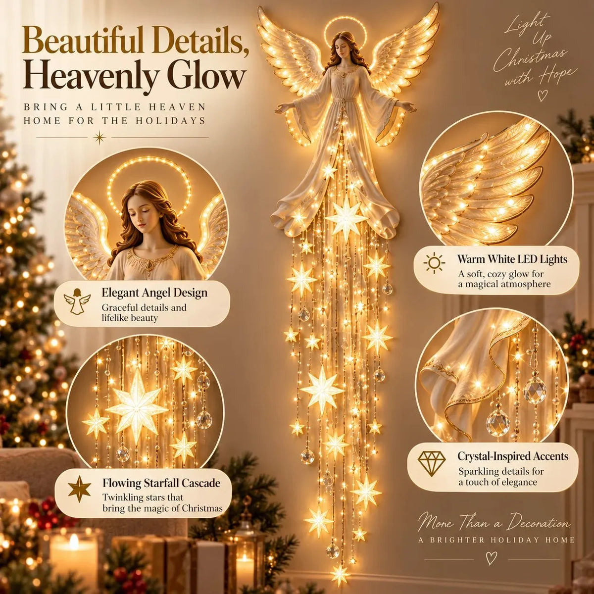 ✨ Angel Blessing Starfall Wall LightTM – Heavenly Christmas Wall Decor