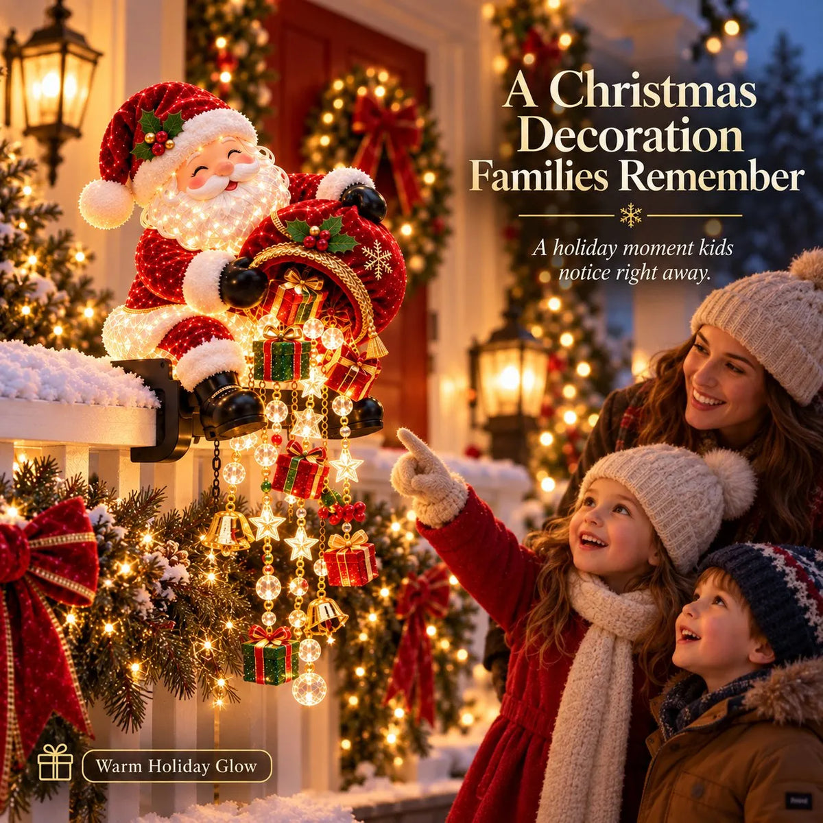 🎅 Santa Magic Gift Cascade Railing Light