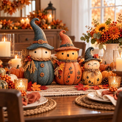 Vintage Pumpkin Witch Figurine Collection