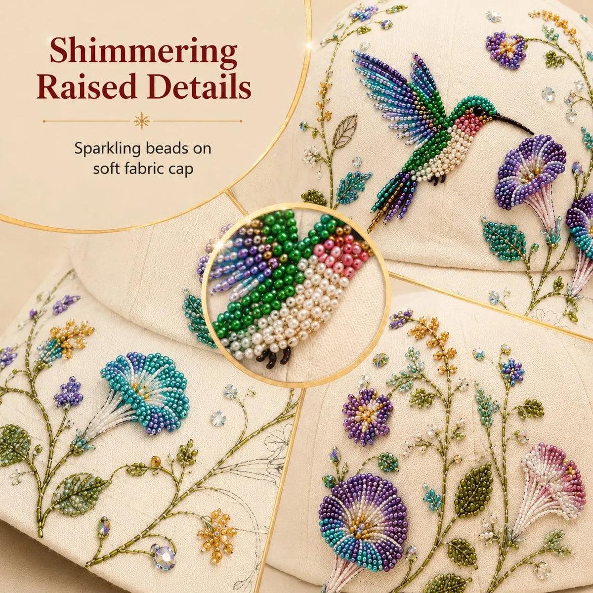 🐦🌸 Premium Hummingbird Garden Beaded Hat DIY Kit