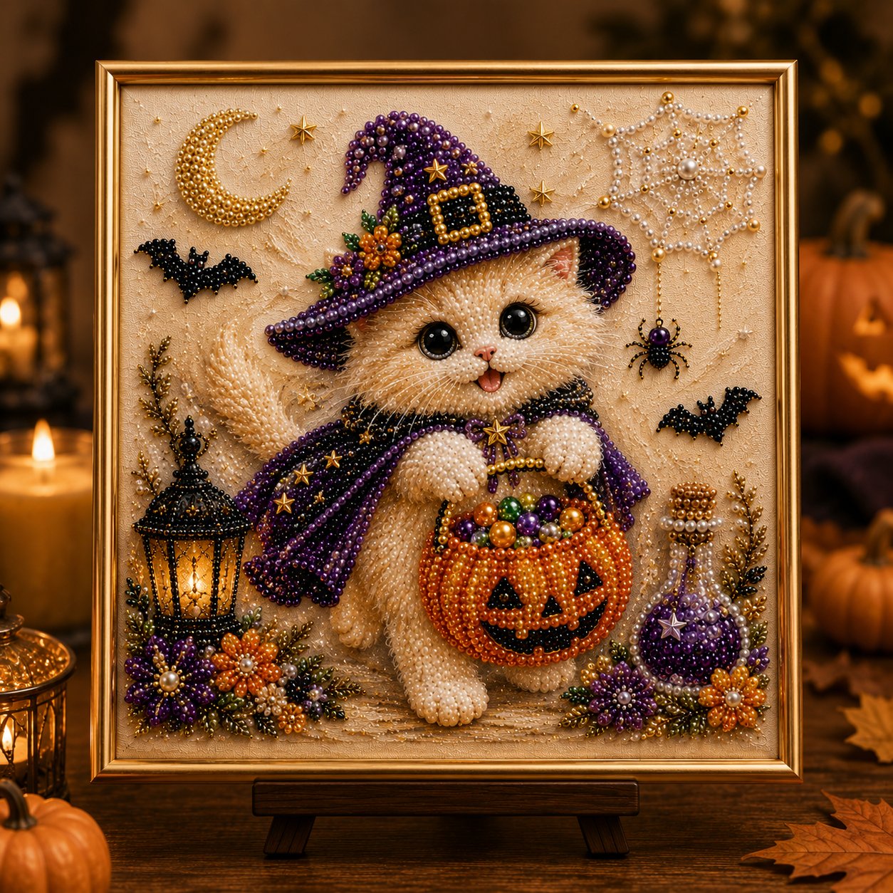 Last Day 49% OFF - DIY Halloween Cat Pearl Bead Painting Kit ‍ Buy 3 Get Free Shipping