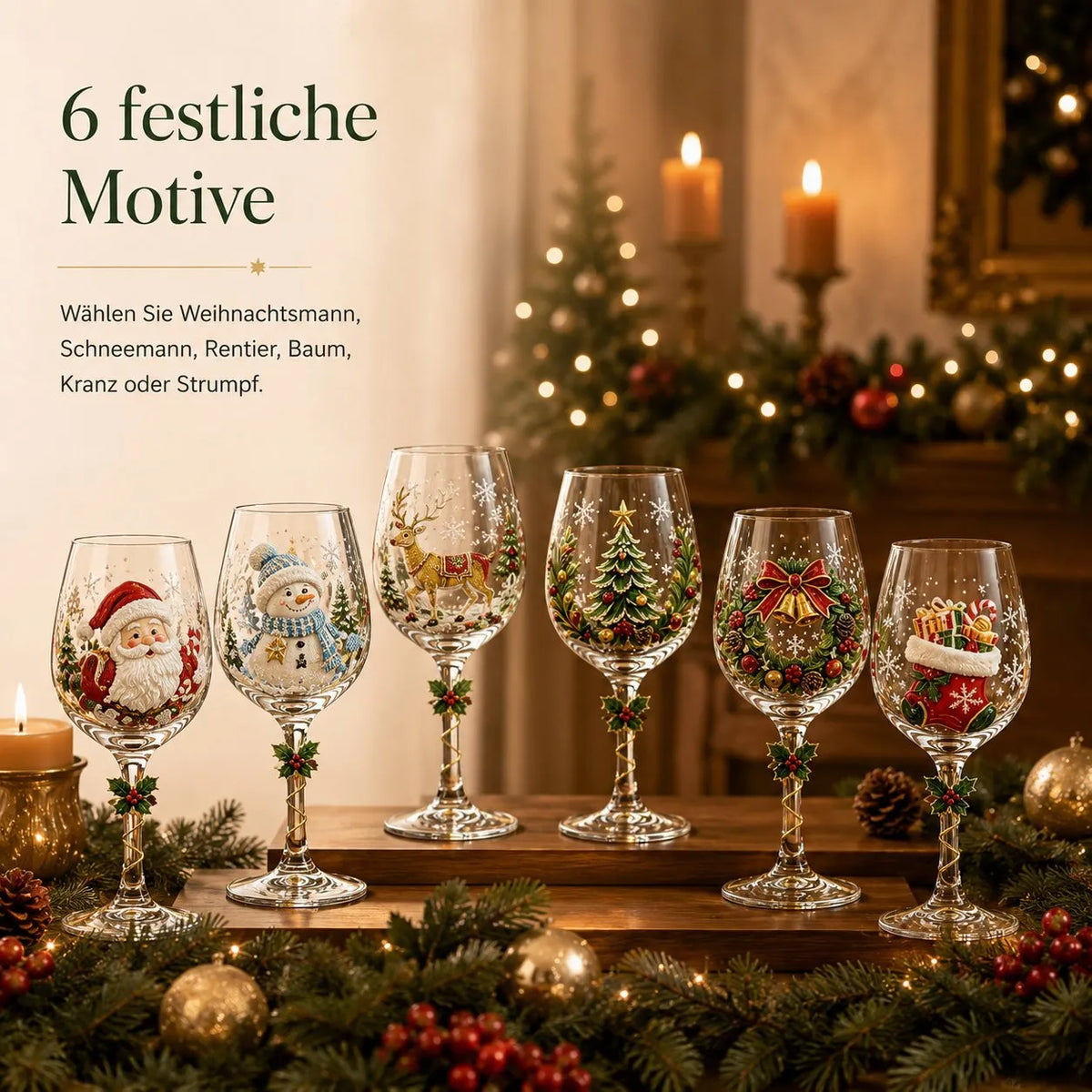 🎄Christmas stemware with a festive motif