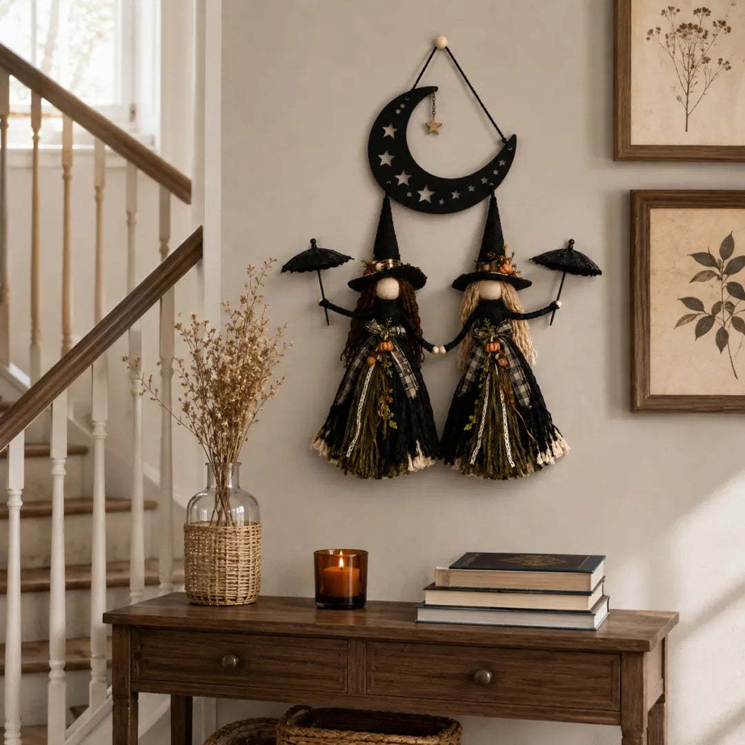 Moonlit Witch Sisters Wall Hanging
