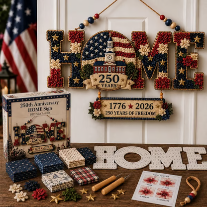 🎄✨ DIY Fabric Poke Art HOME Sign Kit – No-Sew Seasonal Door & Wall Hanging Craft 🏡(📦Buy 2 Free Shipping)