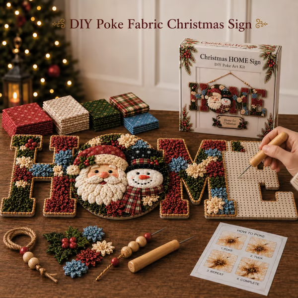 🎄✨ DIY Fabric Poke Art HOME Sign Kit – No-Sew Seasonal Door & Wall Hanging Craft 🏡(📦Buy 2 Free Shipping)