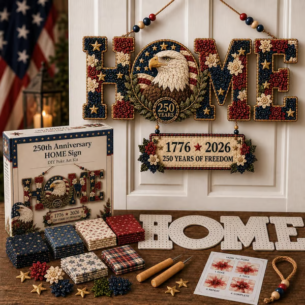 🎄✨ DIY Fabric Poke Art HOME Sign Kit – No-Sew Seasonal Door & Wall Hanging Craft 🏡(📦Buy 2 Free Shipping)