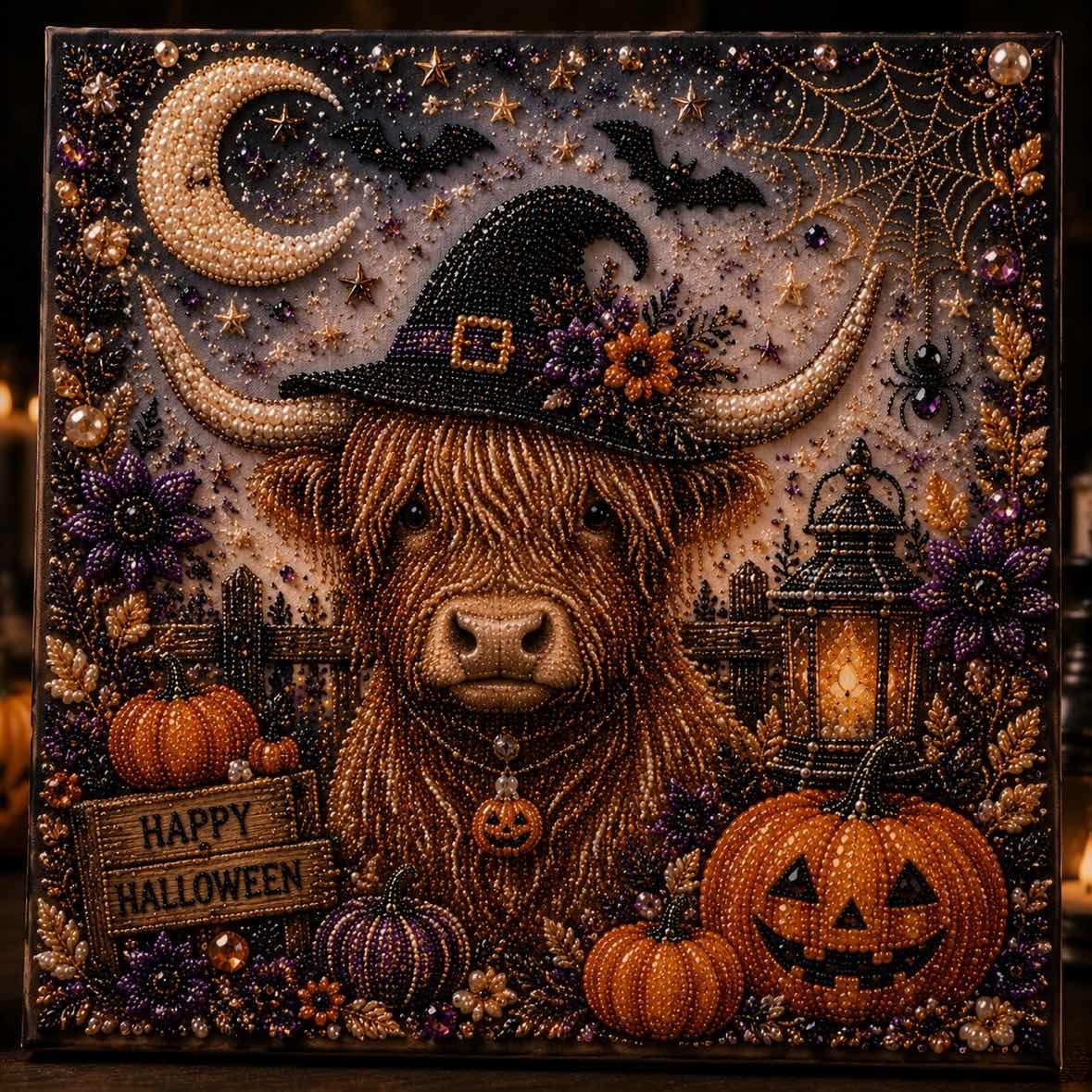 🧘Relaxing & Beginner-Friendly👻Cute Ghosts Pumpkins 3D Pearl Mosaic Art Kit