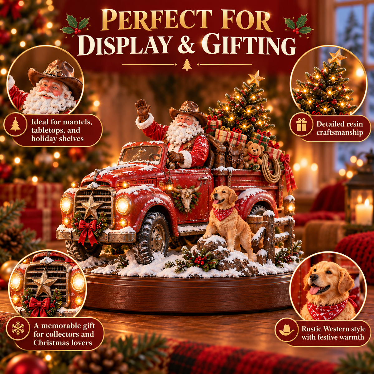 🎅🤠American Christmas StoryTM – Santa’s Last Delivery Lighted Western Christmas Keepsake