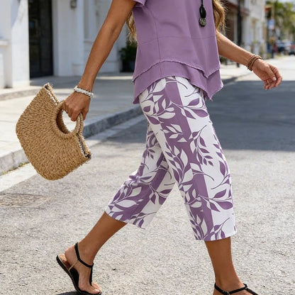 💖Casual Round Neck Layered Tunic Top & Wide Leg Pants Set👚👖