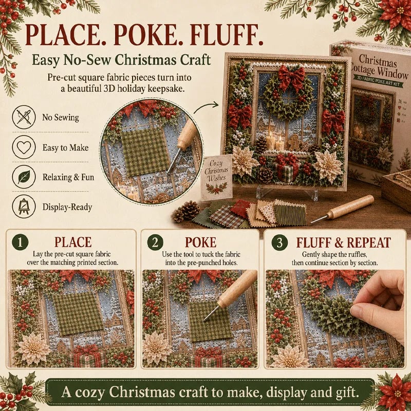 🎄DIY 3D Fabric Poke Art Christmas Keepsake Kit
