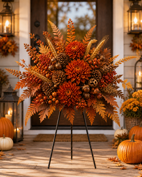 🍂Autumn Harvest Floral Garden Stake Arrangement