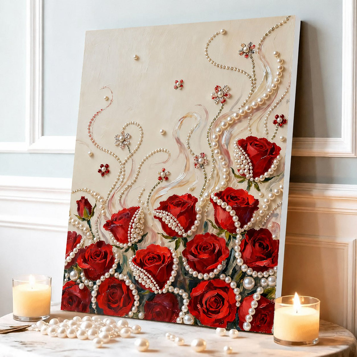 DIY Self-Adhesive Pearl Canvas Art for Elegant Wall Decor