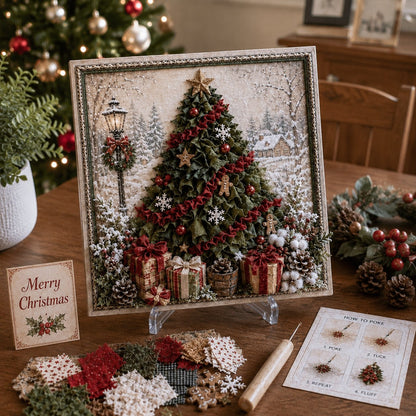 🎄DIY 3D Fabric Poke Art Christmas Keepsake Kit