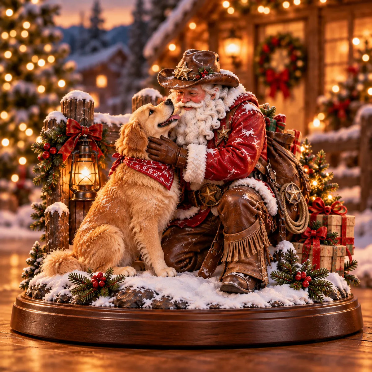 🎅🤠American Christmas StoryTM – Santa’s Last Delivery Lighted Western Christmas Keepsake