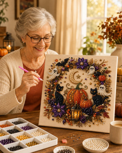 Last Day 49% OFF –  Halloween Pearl Art DIY Kit – Turn Tiny Pearls into Spooky-Cute Magic