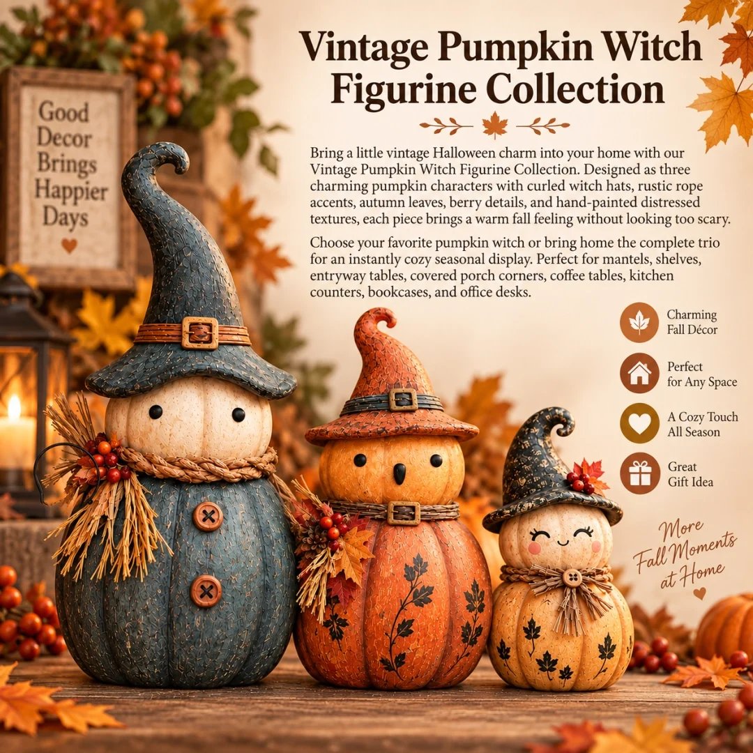 Vintage Pumpkin Witch Figurine Collection