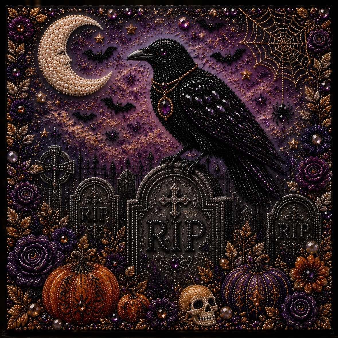 🧘Relaxing & Beginner-Friendly👻Cute Ghosts Pumpkins 3D Pearl Mosaic Art Kit