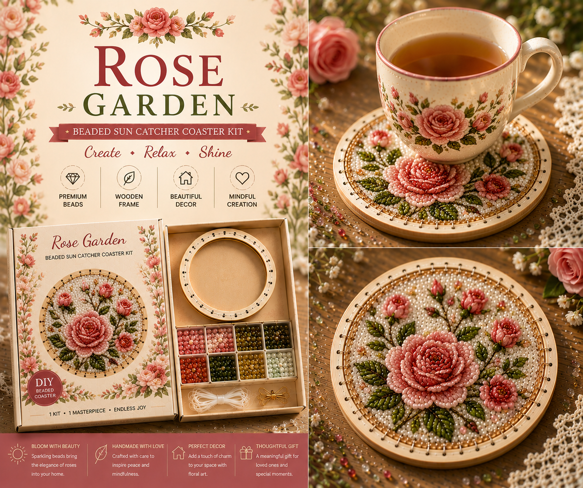 🔥Last Day: BUY 3 GET 1 FREE🌸 Beaded Sun Catcher Coaster Kit Collection