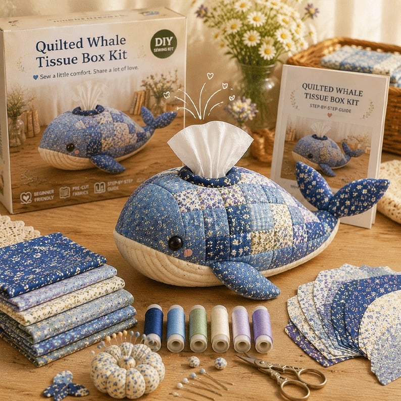 🎁DIY Gift🧵 Quilted sea Animal Tissue Box DIY Kit