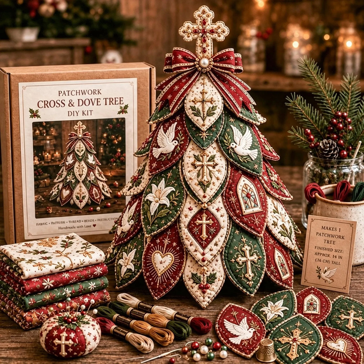 ✝️Religious-Themed Beaded & Quilted Christmas Tree DIY Kit