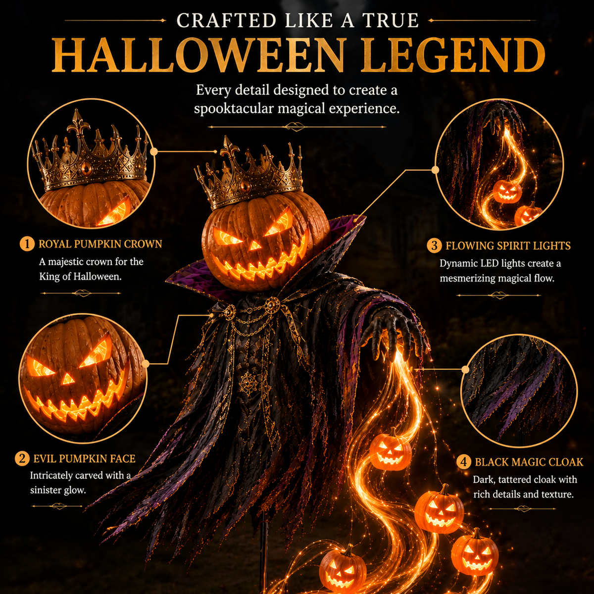 🎃Pumpkin King AwakeningTM – Flowing LED Halloween Yard Light