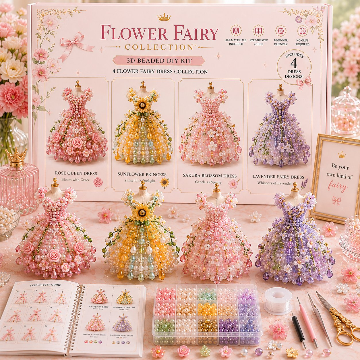 🌸 Magical Dress WorldsTM — 3D Beaded DIY Collection