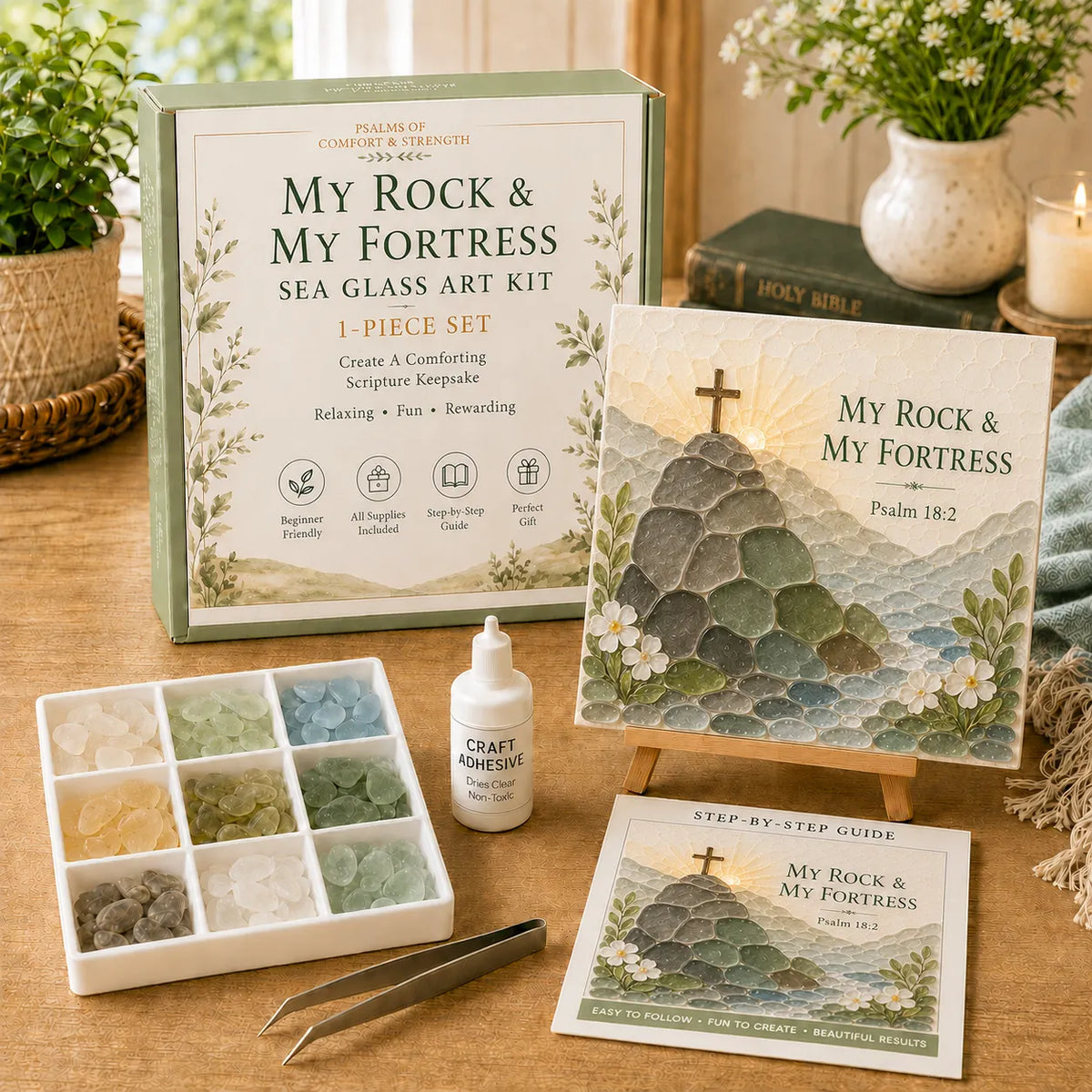 ✝️ Psalms of Comfort & Strength Sea Glass Art Kit