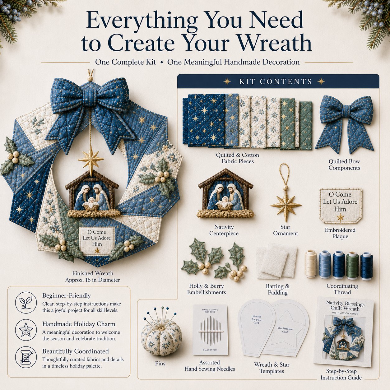 🎄Christmas Fabric Wreath DIY Kit – A Keepsake You’ll Hang with Pride Year After Year
