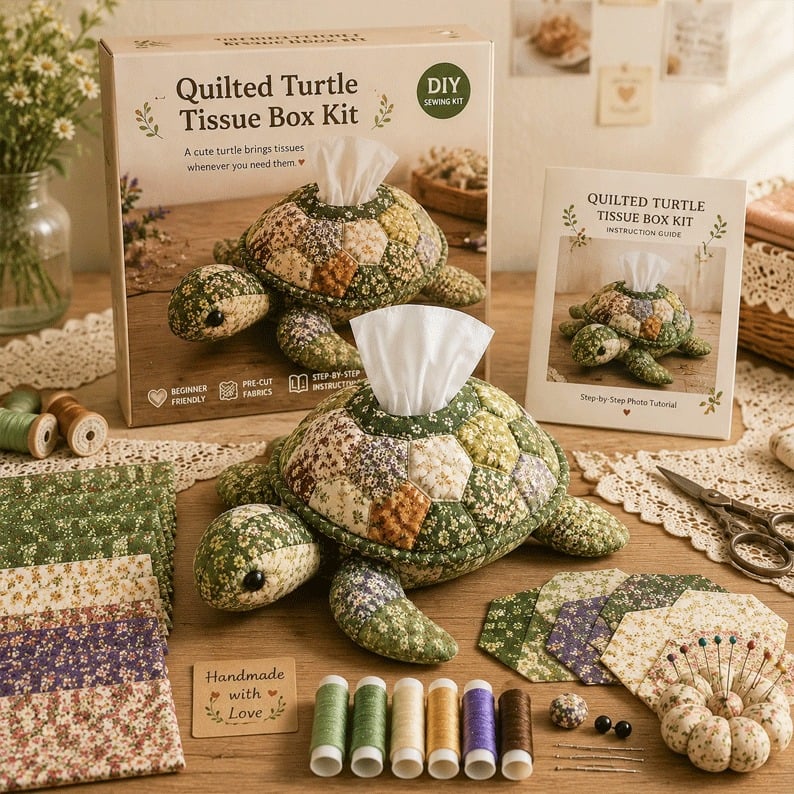 🎁DIY Gift🧵 Quilted sea Animal Tissue Box DIY Kit