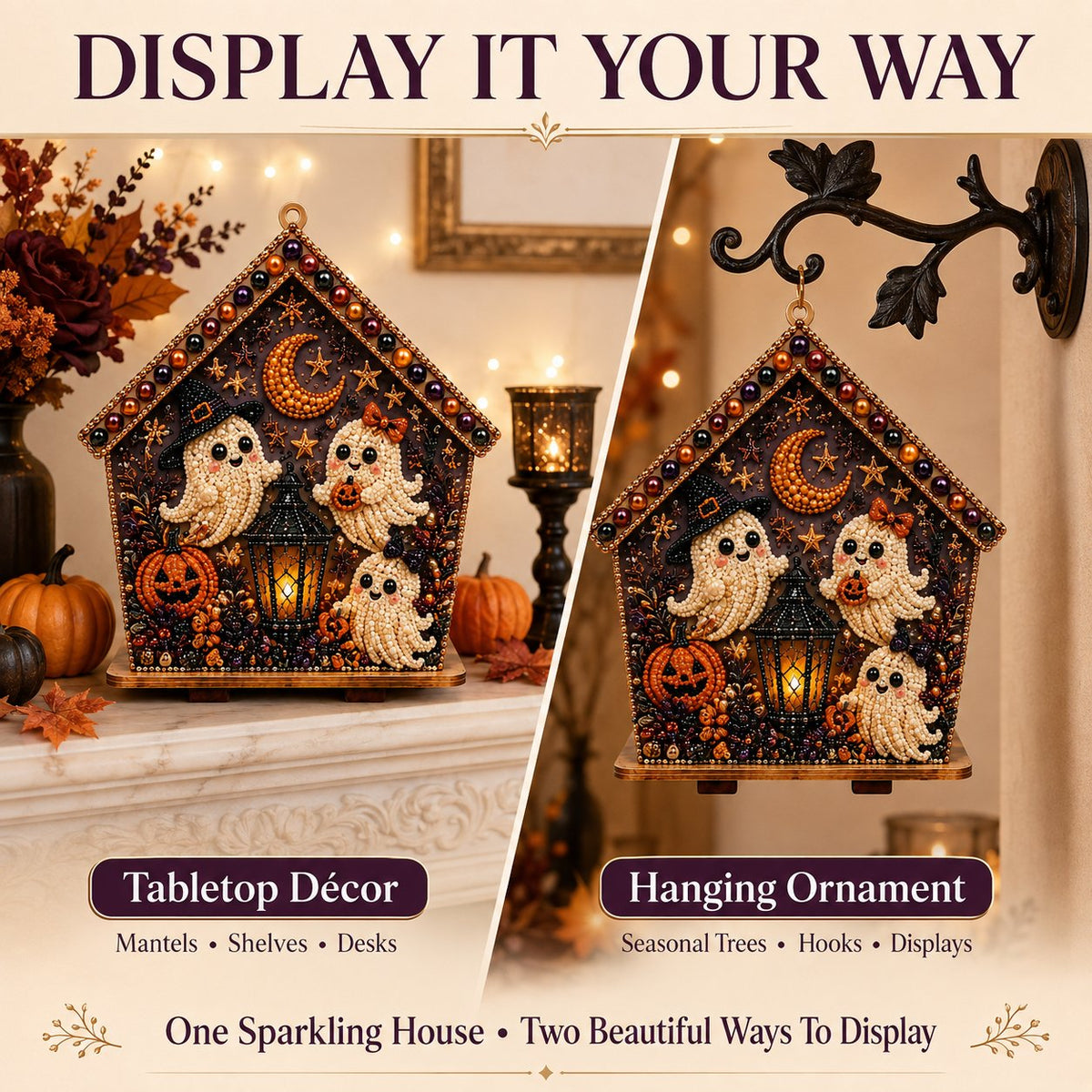 🏚️🎃Moonlit Wooden Cottage 3D Pearl Art Kit Collection | Complete Kit with All Tools & Step-by-Step Guide Included 💕